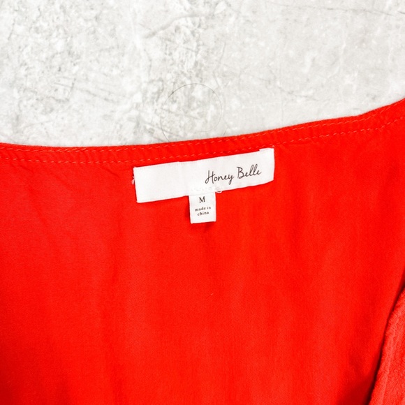 Honey Belle Red Short Sleeve Wrap Mini Dress Size Medium - Picture 8 of 9